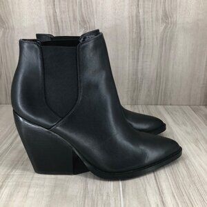 BP Ankle Boots Womens 9.5 Lex Lea Black Leather Slip On Chelsea Booties
